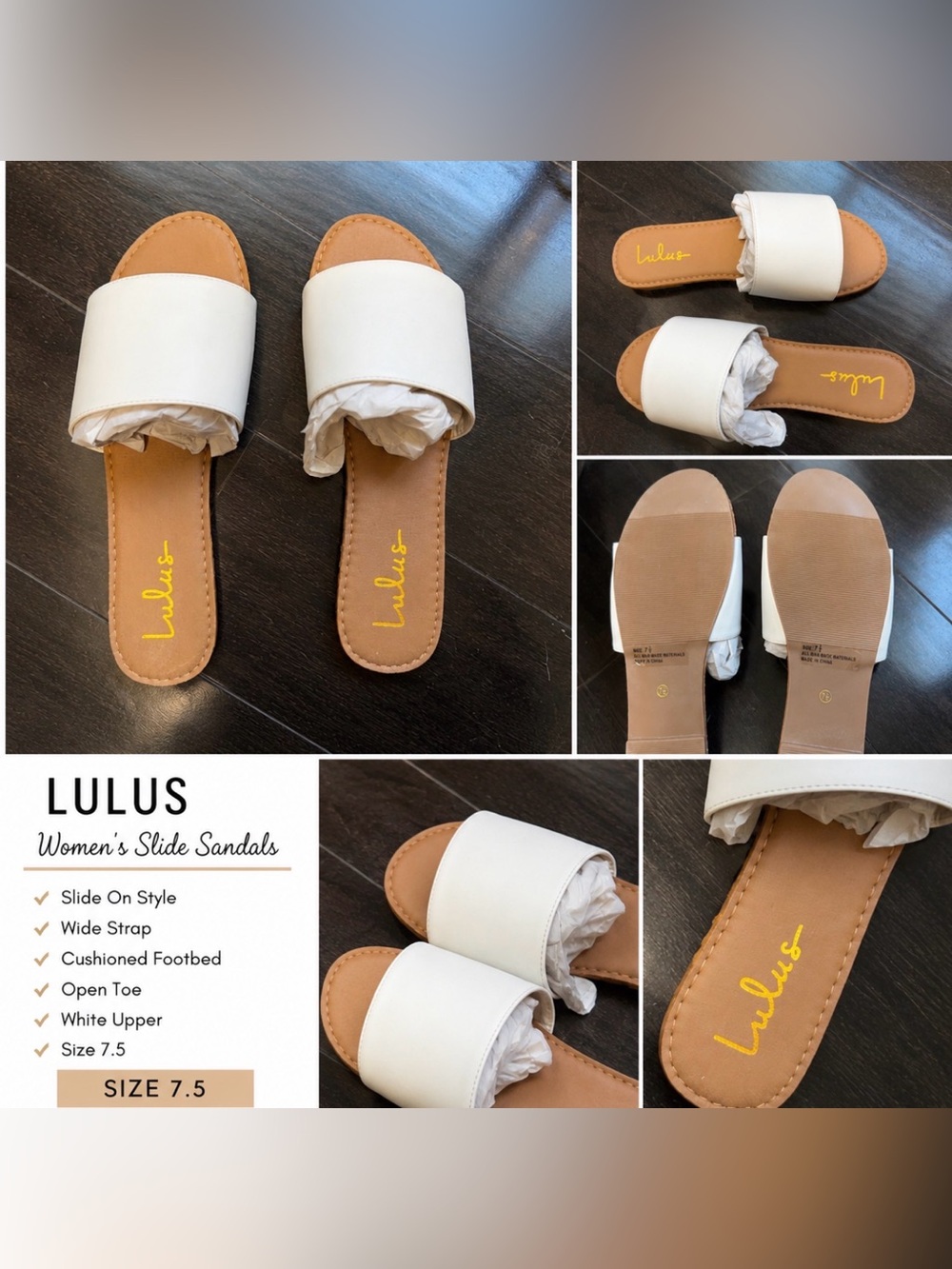 Lulu's Addison White Slide Sandals